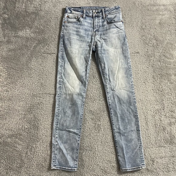 American Eagle Outfitters Other - American Eagle Jeans Mens Size 28x32 Slim Straight Light Wash Stretch Blue Denim